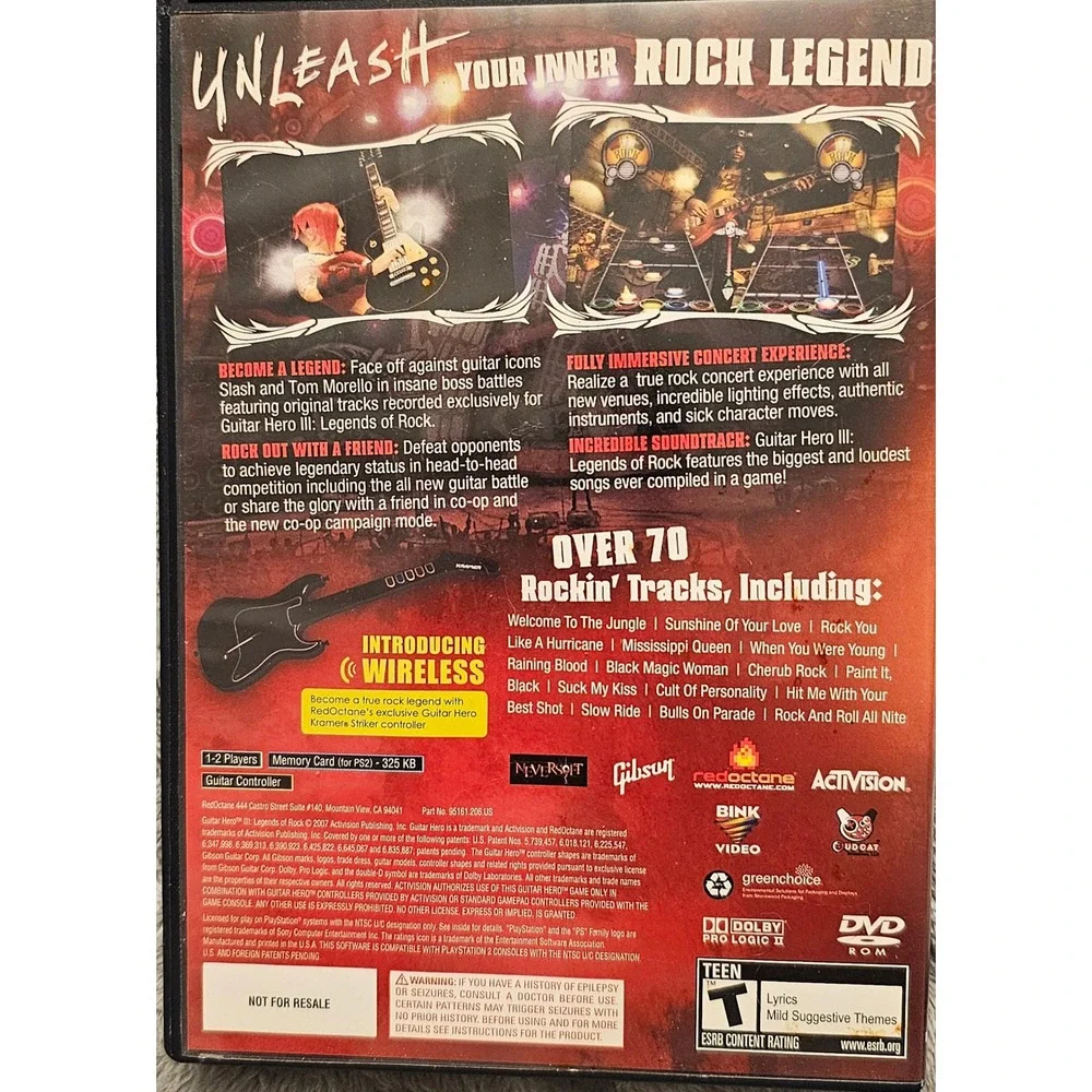Guitar Hero III Legends of Rock Sony PlayStation 2 PS2 Activision Game CIB